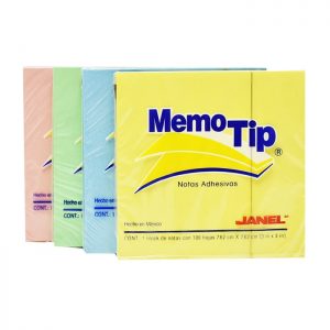 NOTITAS JANEL MEMO TIP 3X3 PASTEL V/C